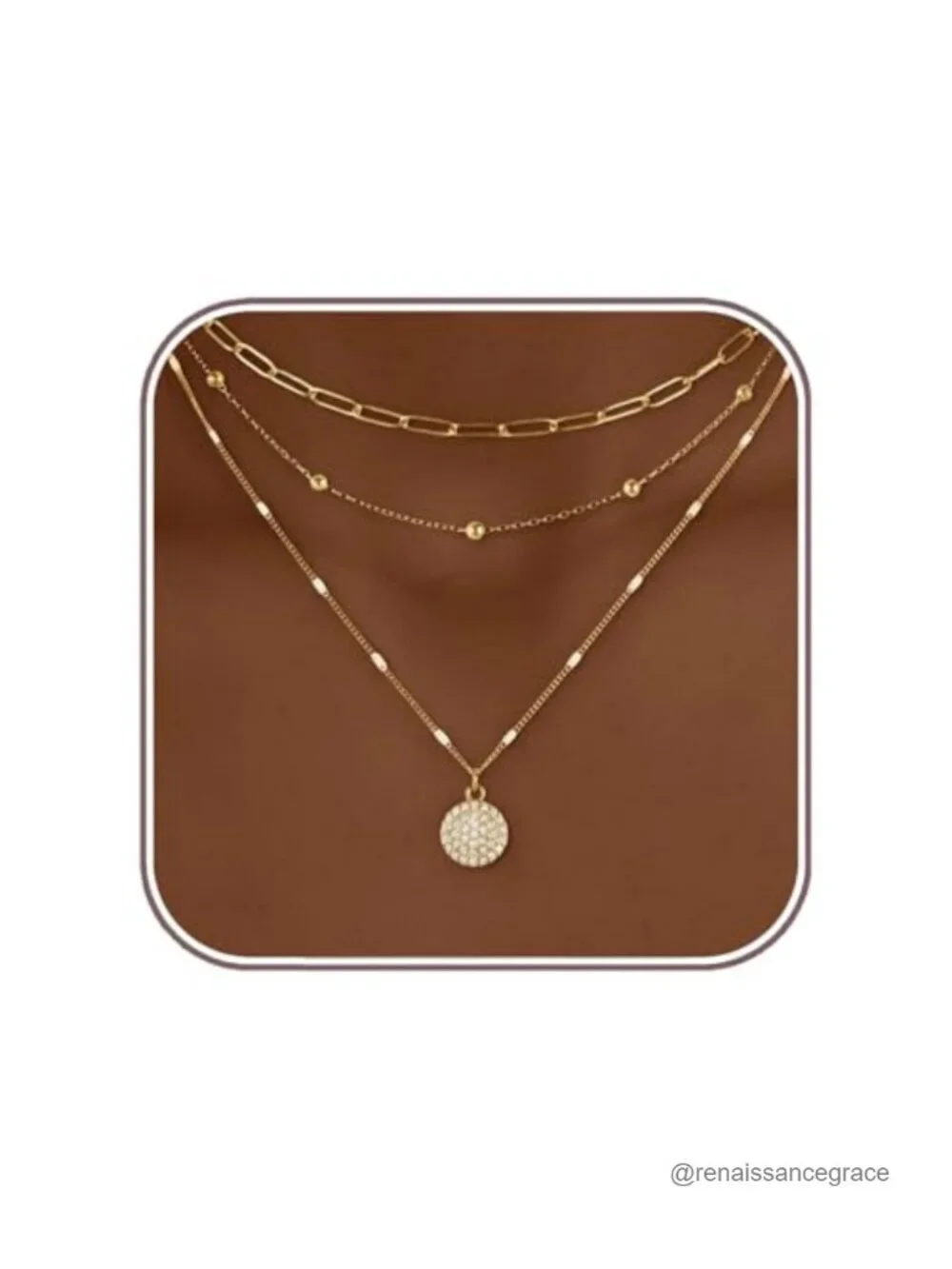 3 Pc Gold Plated Layered Necklace Stack Set for Women Dainty Paperclip Chain